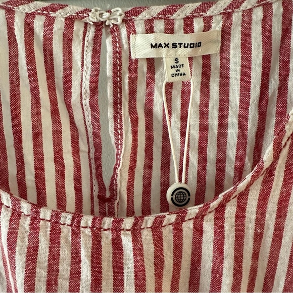 Max Studio Red Striped Linen Blend Shift Dress Size Small - Picture 3 of 14